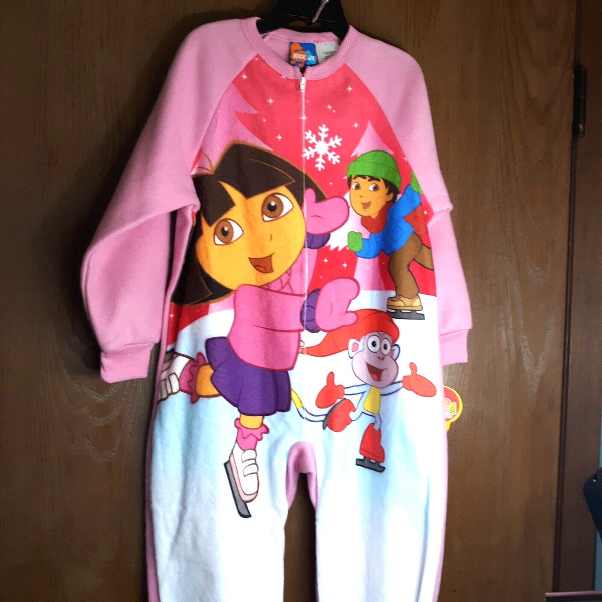 DORA The Explorer Pajamas NEW Girls 6/6x Warm Fleece Zip Pjs NWT