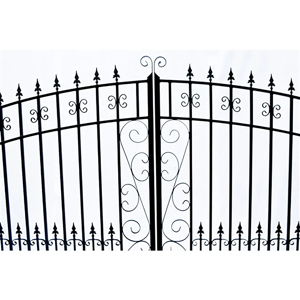 ALEKO Venice Style Garden 14 ft Dual Black Driveway Gate with Pedestrian Gate - Image 3 of 4