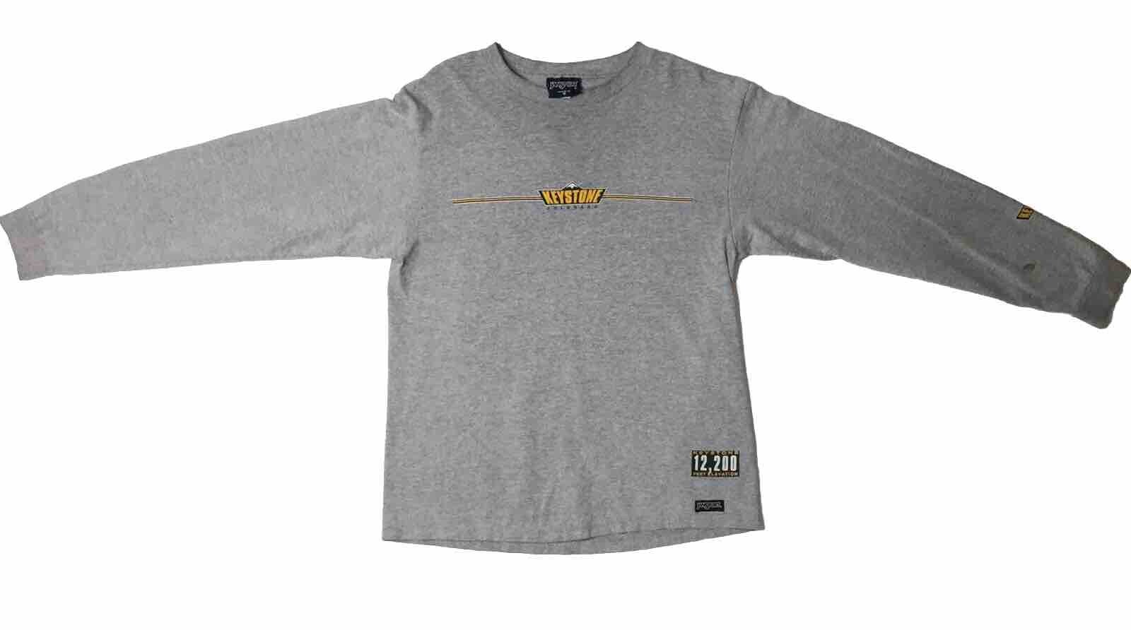 VTG Keystone S Heather Gray Long Sleeve Jansport TShirt Discoloration Marks READ