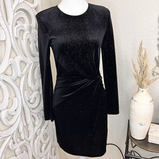 & Other Stories Glitter Velour Padded Shoulder Long Sleeve Dress Size 2 NWOT