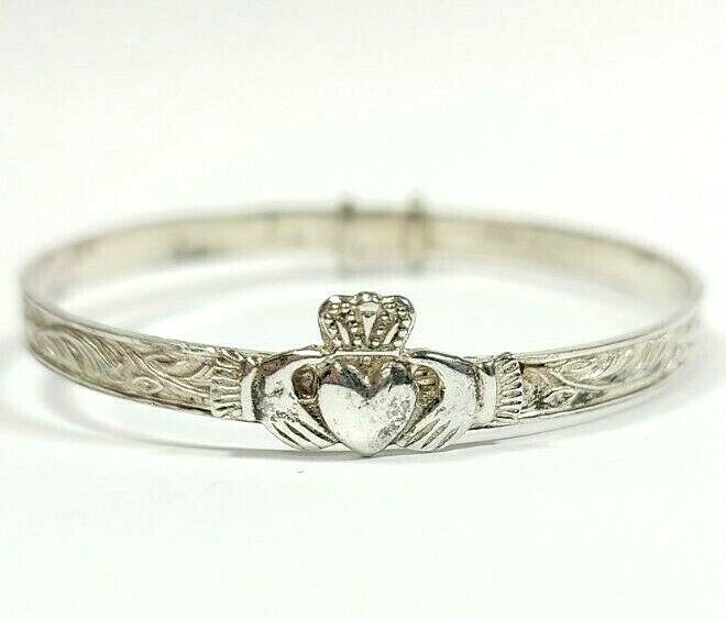 Vintage Sterling Silver Irish Claddagh Children's Kids Bangle