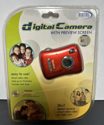 Red Digital Camera Preview Screen 3-IN-1 Shoot Video Clips PC Web Cam Share