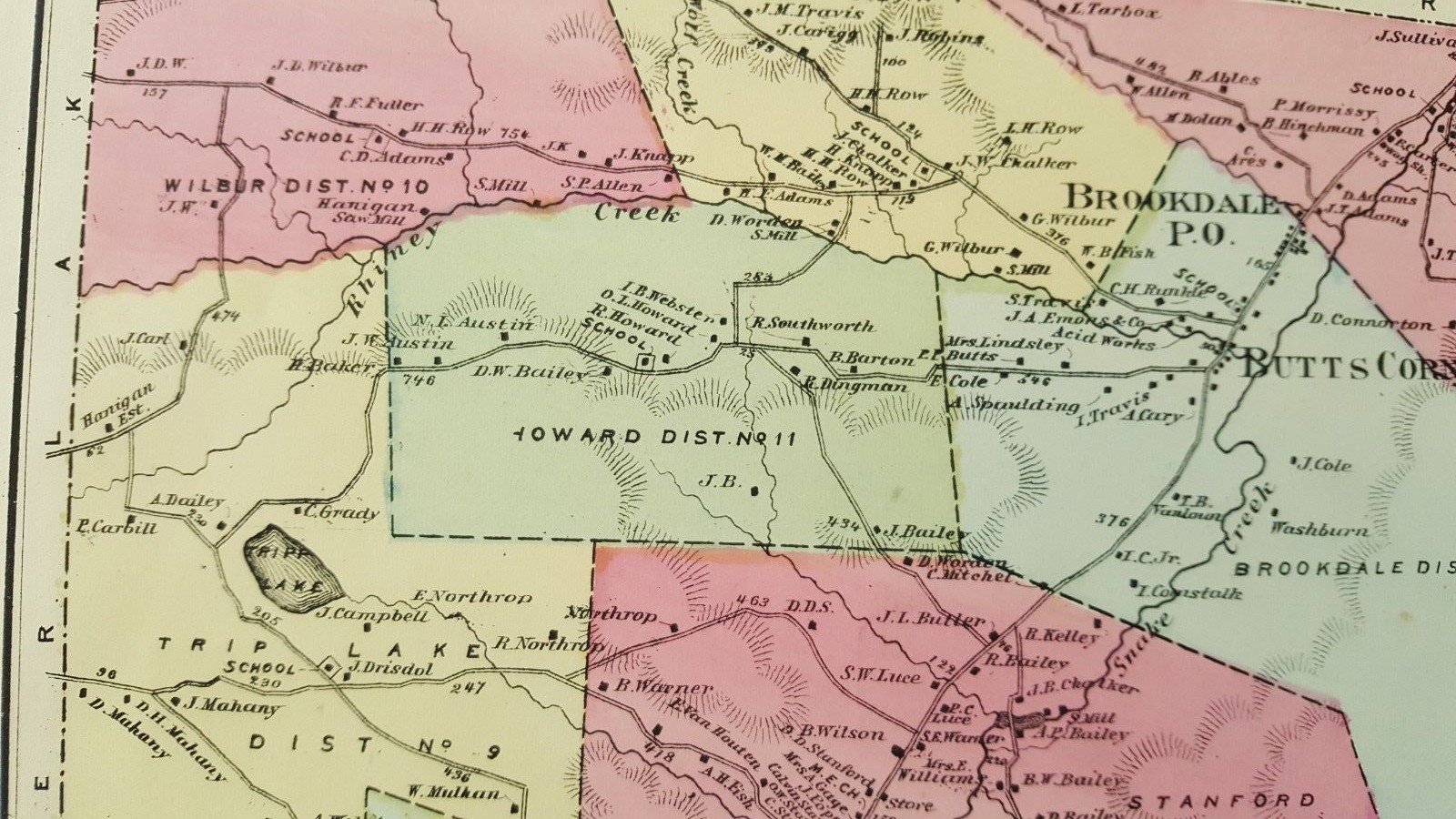 ANTIQUE Colored Map of LIBERTY PENNSYLVANIA / A. Pomeroy & Co. 1872