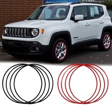 4PCS Wheel Hub Rim Trim Tire Ring Guard Aluminum Front + Rear For Jeep Renegade
