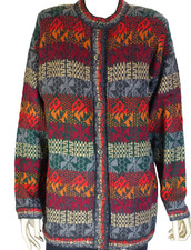 THE ALPACA CONNECTION MINT VTG. ALPACA MULTICOLOR CARDIGAN SWEATER PERU SZ:L