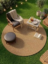 1pc Pineapple Rattan Round Wavy Edge Rug, Suitable For Outdoor Patio, Balcony UV