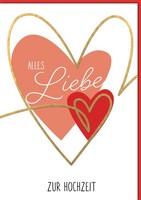 Hochzeit A4 Alles Liebe Herz Rot U. Pink GroßE Din-A4-Karte Mit Umschlag Xxl-Kar