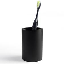 Matte Black Resin Bathroom Tumbler Cup - Matte Black Toothbrush Holder, 4x2.7...