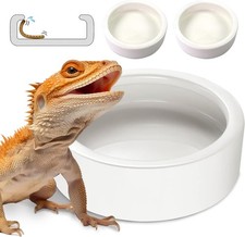 Reptile Food Dish Bowl, Worm Water Small 2.75in Small-2Pack, White