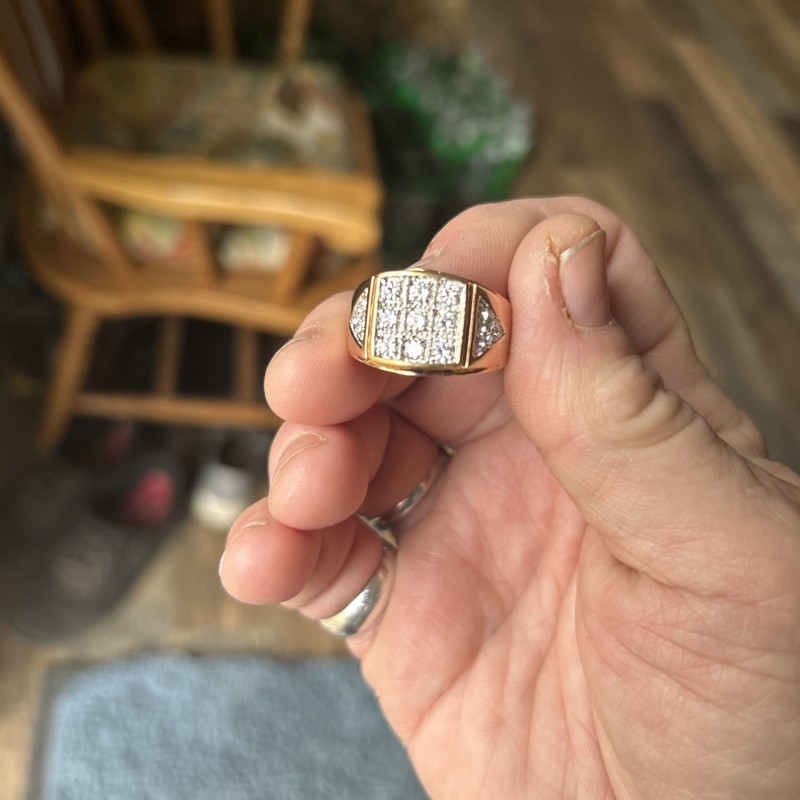 Estate Vintage Rhinestone Men’s Gold Tone Ring