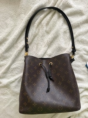 Louis Vuitton NeoNoe MM Monogram Canvas Black Leather Bucket Shoulder Bag