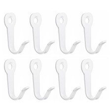 8Pcs Wall Hooks Zinc Alloy Single Prong Wall Mounted Clothes Hook White