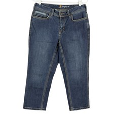 Carhartt Women's Blue Denim Crop Jeans Size 6 Original Fit Mid Rise Stretch
