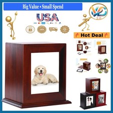 Wood Pet Urn for Ashes with Photo Frame Dog Cat Cremation Memorial Box