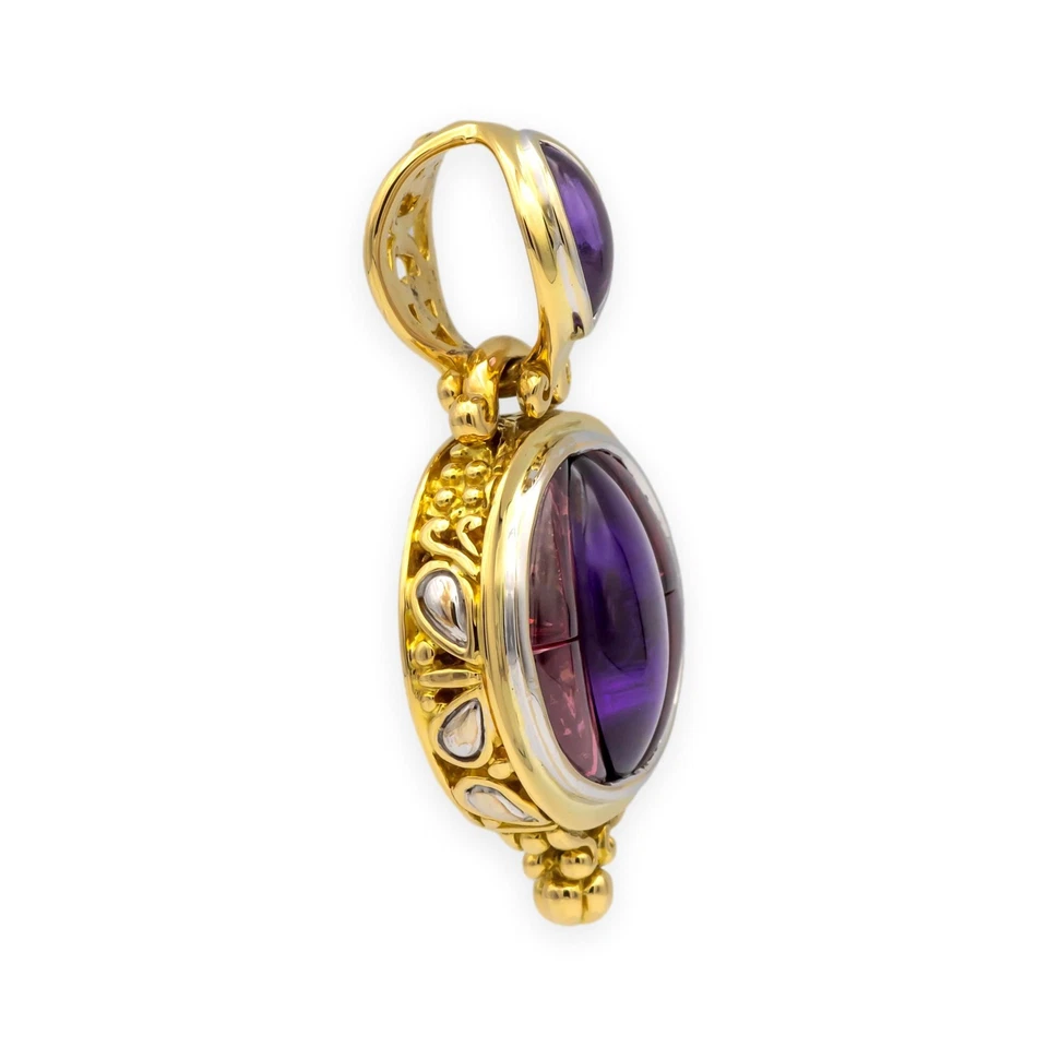 Colgante Batu Sari Vintage John Hardy Oro Amarillo y Blanco 18K Piedras Preciosas Amatista Foto 4 de 4
