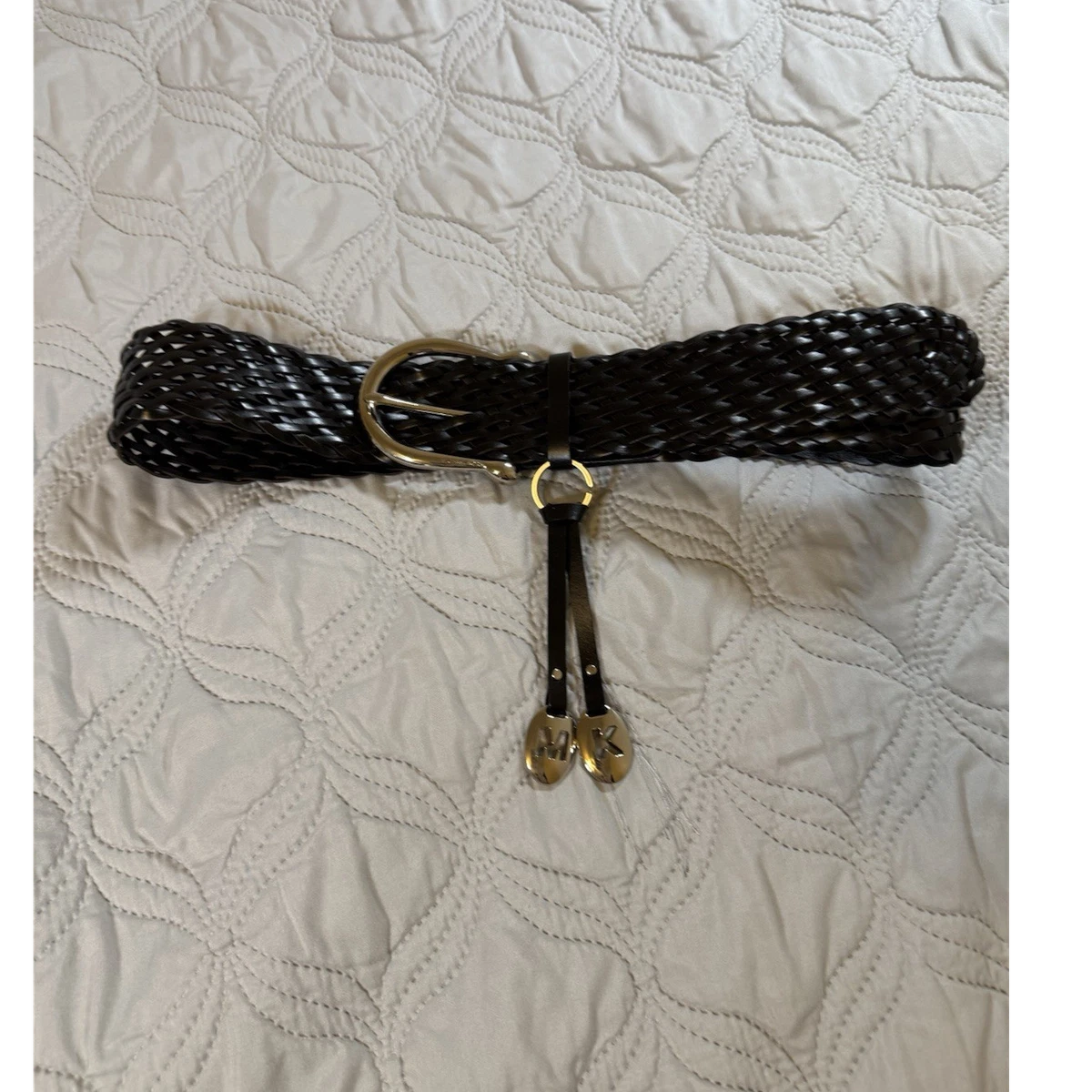 Michael Kors Women\'s Black Wide Woven Leather Belt S NWT Michael Kors Womens Belt, Signature Logo Wide Belt - Black  main image 4