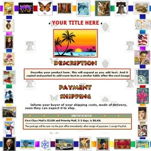 AUCTION TEMPLATE United States Stamps Border Design - FREE Email Shipping