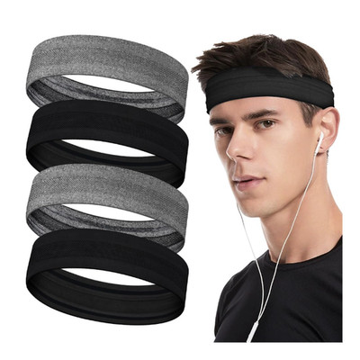 sport haarband schweißband 4 Stück rutschfest dunkel für yoga laufen radfahren