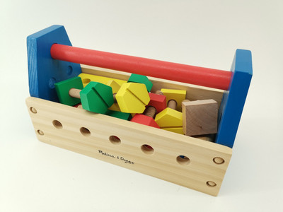 Melissa & Doug Tragbarer Werkzeugkasten, Holzspielzeug, Bauen, Lernspielzeug