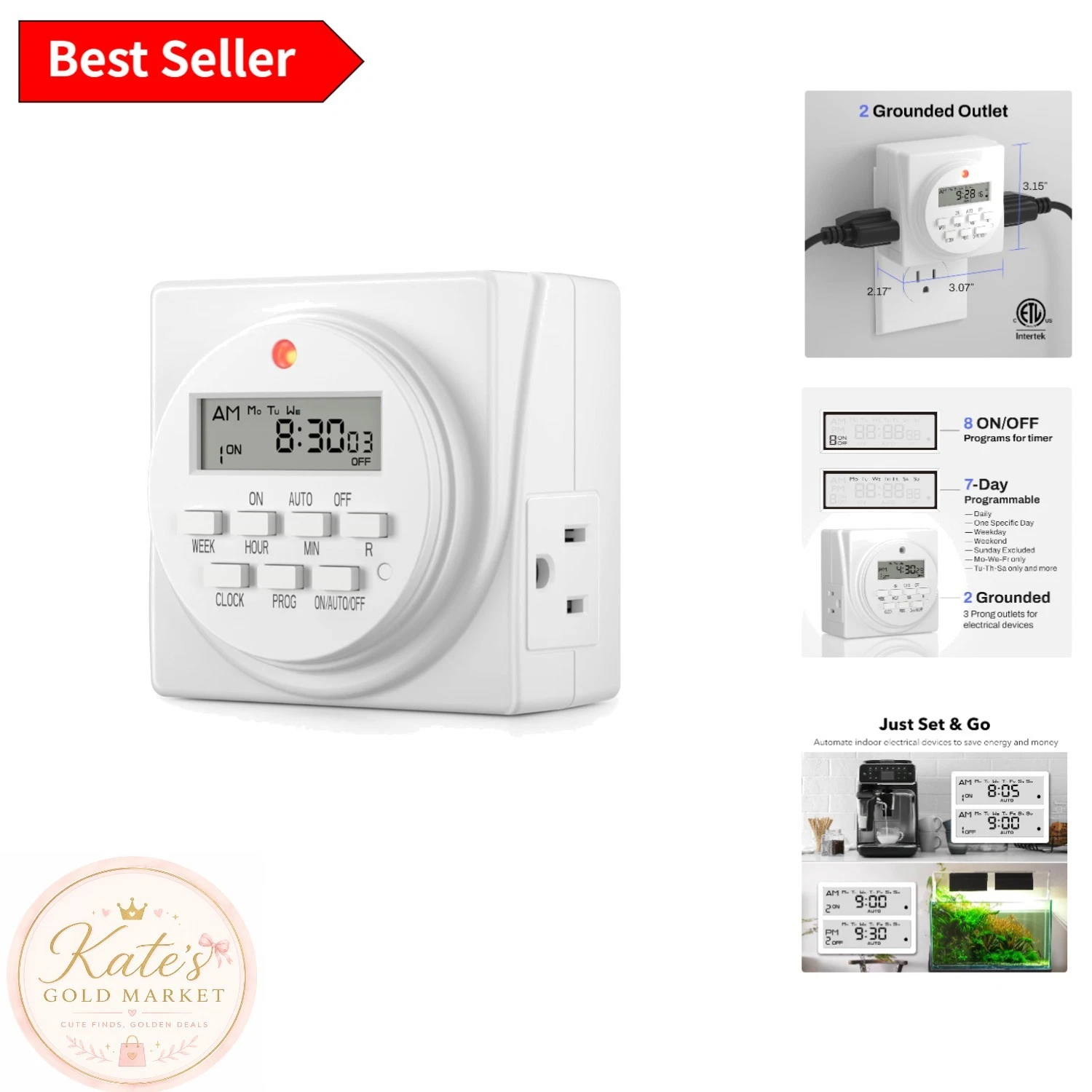 Dual Outlet Digital Timer – 7-Day Programmable Light Switch for Home Safety