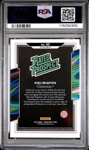 PSA 10 2024 Prizm Draft Picks Kiki Iriafen Rated Prospect Snakeskin #10 WNBA - Picture 2 of 2