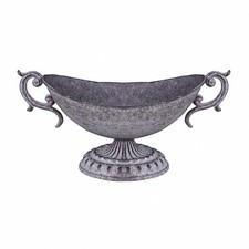 Blumengef&auml;&szlig; mit grauer Vintage-Optik verziert f&uuml;r Flurkonsole