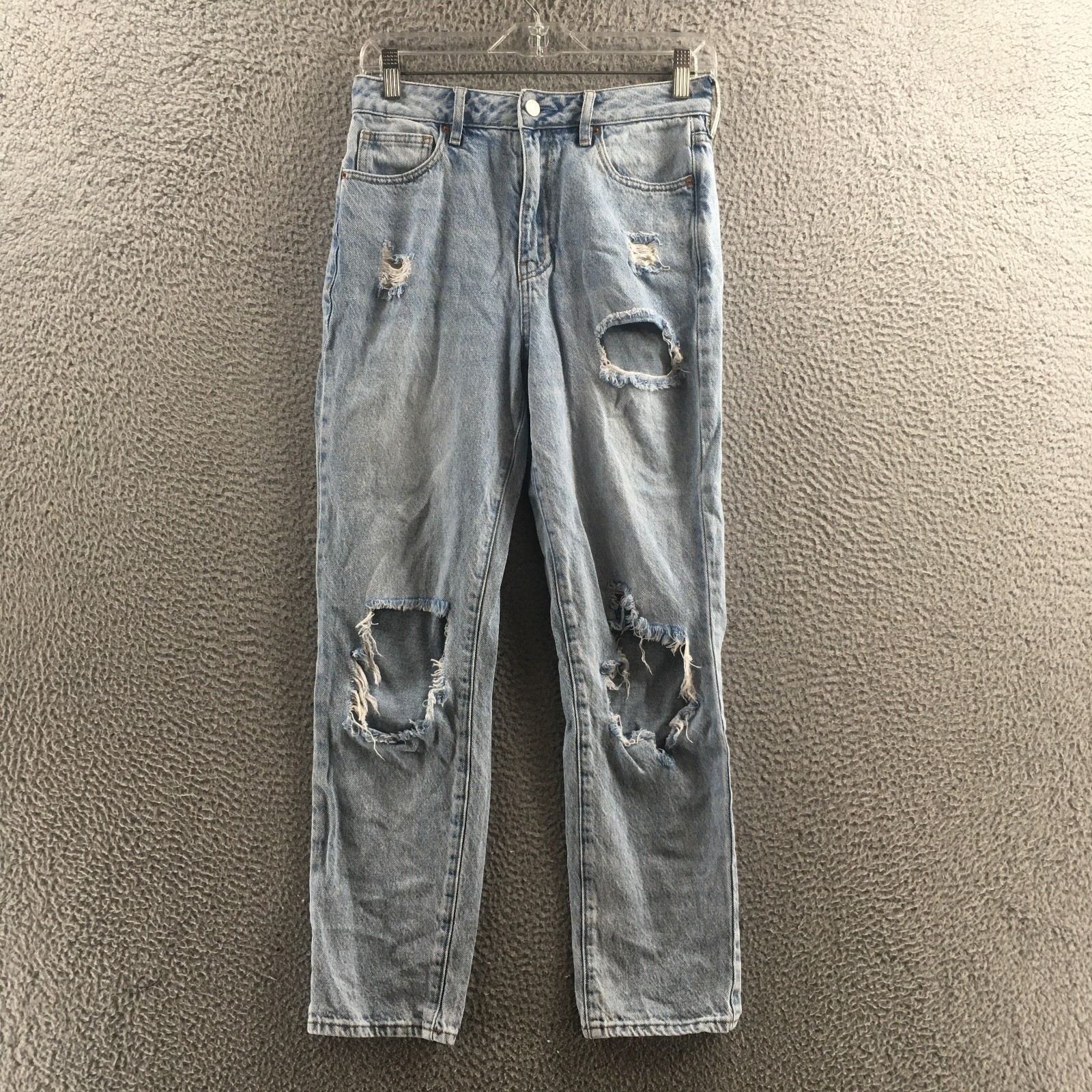 PacSun Mom Jeans Womens 26 Blue Light Wash High Rise Distressed Ripped Denim-image