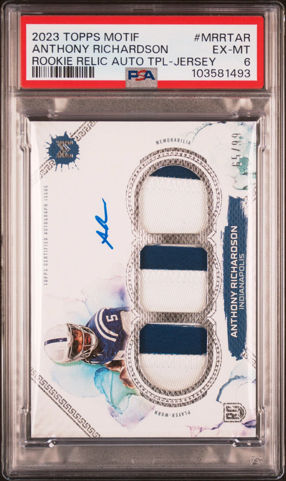 Anthony Richardson Topps Motif Motif Rookie Relic Autograph Triple #MRRTAR Jersey