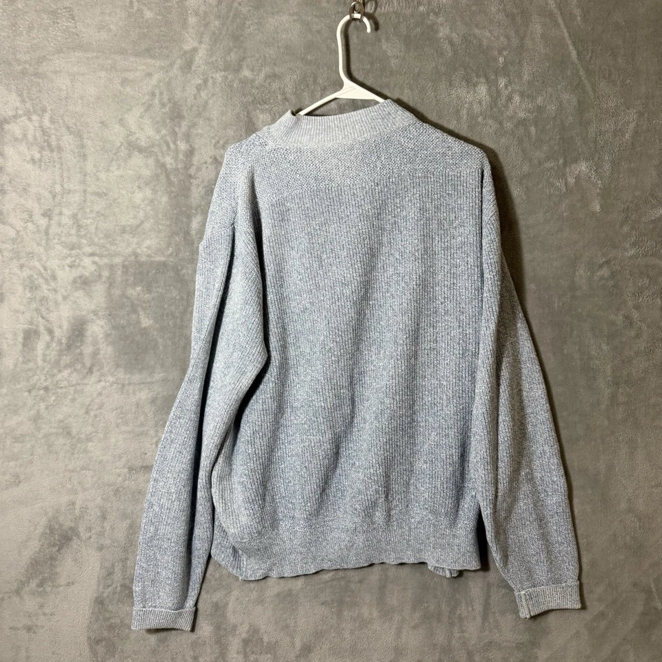 Suéter Lands End Hombres XL Largo Bebé Azul Henley Pullover De Colección Hecho en EE. UU. Algodón Foto 3 de 4