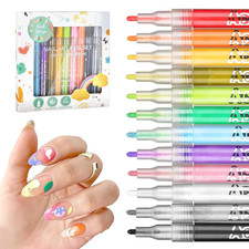 Nail Art Pens for Painting Nails,12 Colors Nail Polish Pens Quick Dry,3D Acrylic