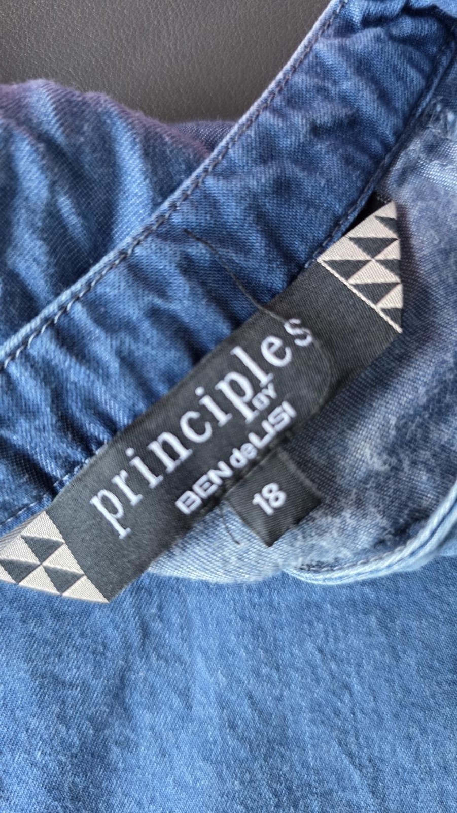 Principles Ben de Lisi Blue Denim Chambray Shift Dress 18 Flutter Sleeve image 9