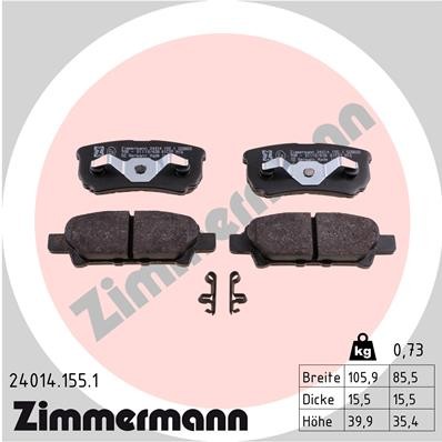24014.155.1 Zimmermann Brake Pad Set, Disc Brake for Chrysler, Dodge, Jeep