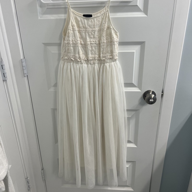 ZUNIE Girls Dress Sleeveless Lace Dress Strap Ivory Girls Size 12 flower girl 