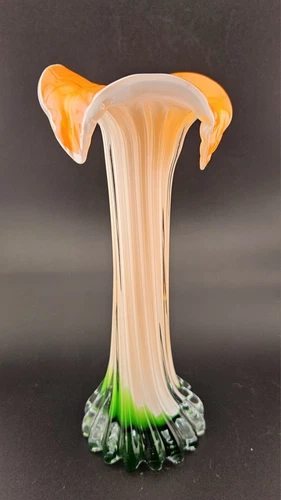Murano A. Dal Borgo Multicolored Glass Swirl Vase Made In Italy With Sticker