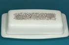 Vintage PYREX Butter Dish With Lid 72-B Woodland Floral Milk Glass Made in USA