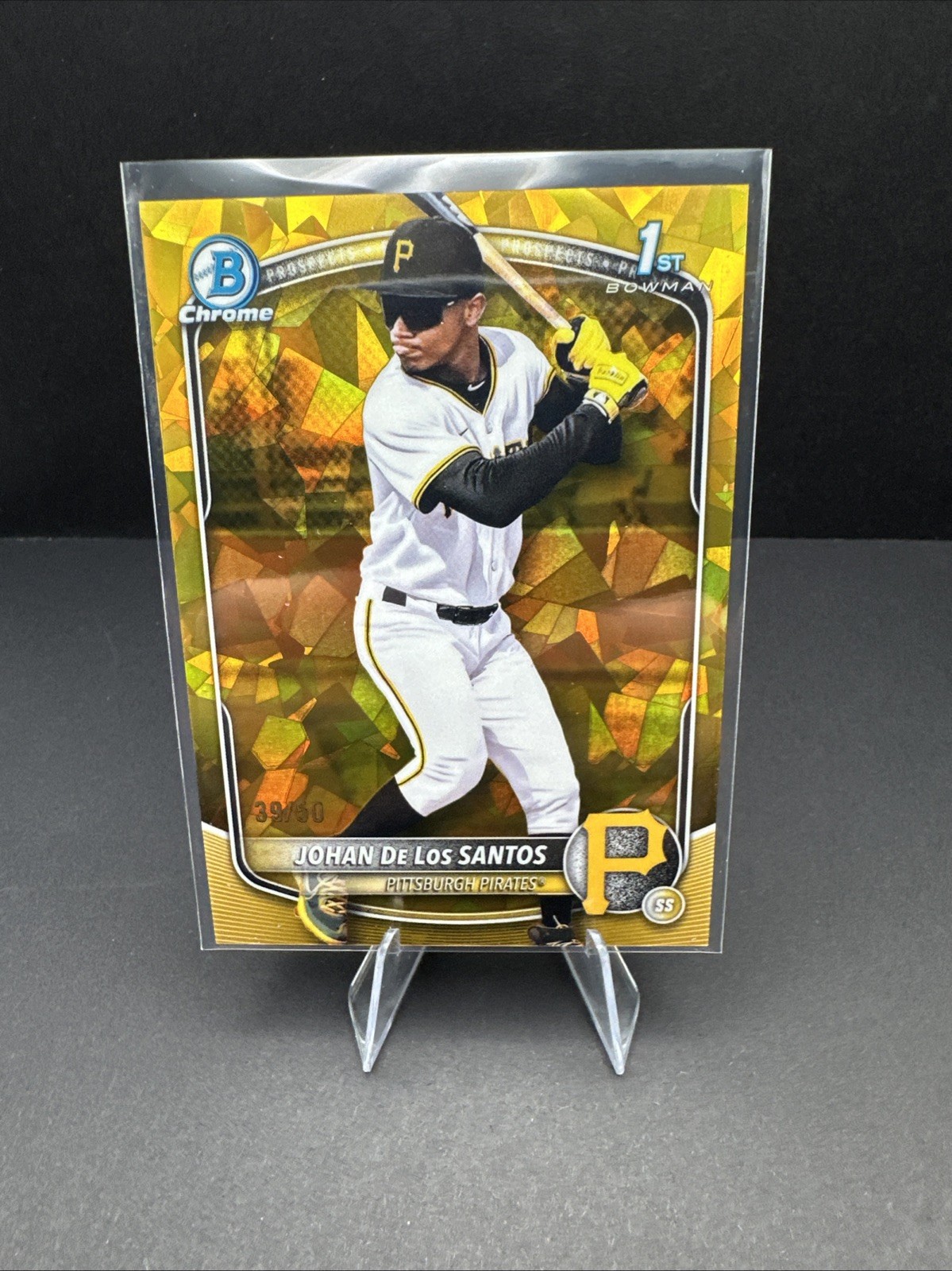 2025 Bowman Chrome Sapphire Gold Refractor #BCP-163 Johan De Los Santos RC /50