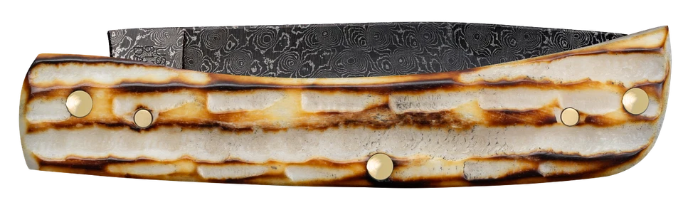 Case xx Knives Sodbuster Jr Burnt Natural Bone 27235 Damascus Pocket Knife - Image 3 of 4