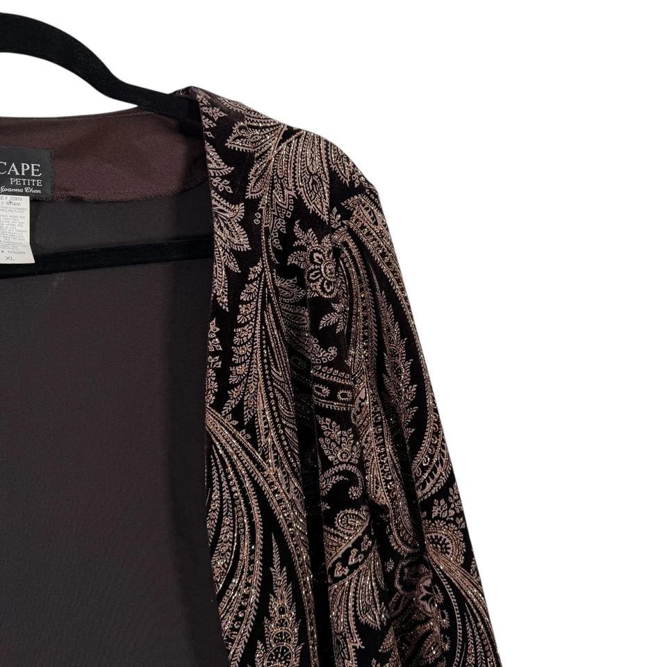 Chaqueta Xscape Marrón Dorado Lentejuelas Paisley Terciopelo Fiesta Cóctel Y2K Mujer XL Foto 2 de 4