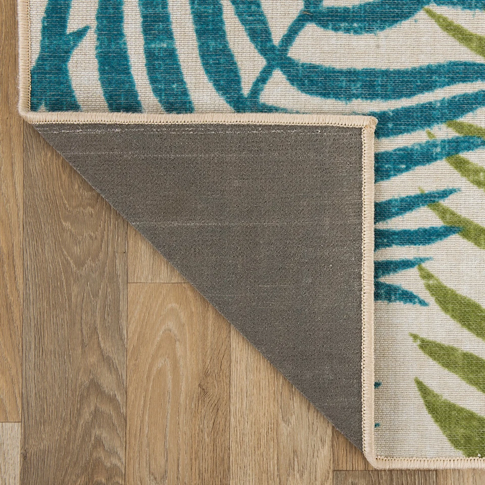 Alfombra de corredor de exterior Rugshop alfombras de tejido plano hojas florales alfombras de interior y exterior 2x7 Foto 4 de 4