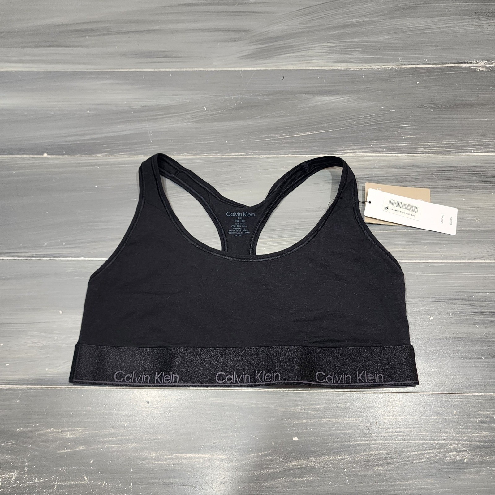Calvin Klein Unlined Bralette Racerback Wireless Modern Cotton QF7990 LG Black