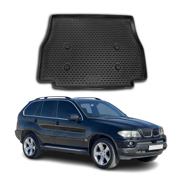 Kofferraummatte Kofferraumwanne FüR Bmw X5 E53 1999-2006 Gummi Tpe Schwarz-image