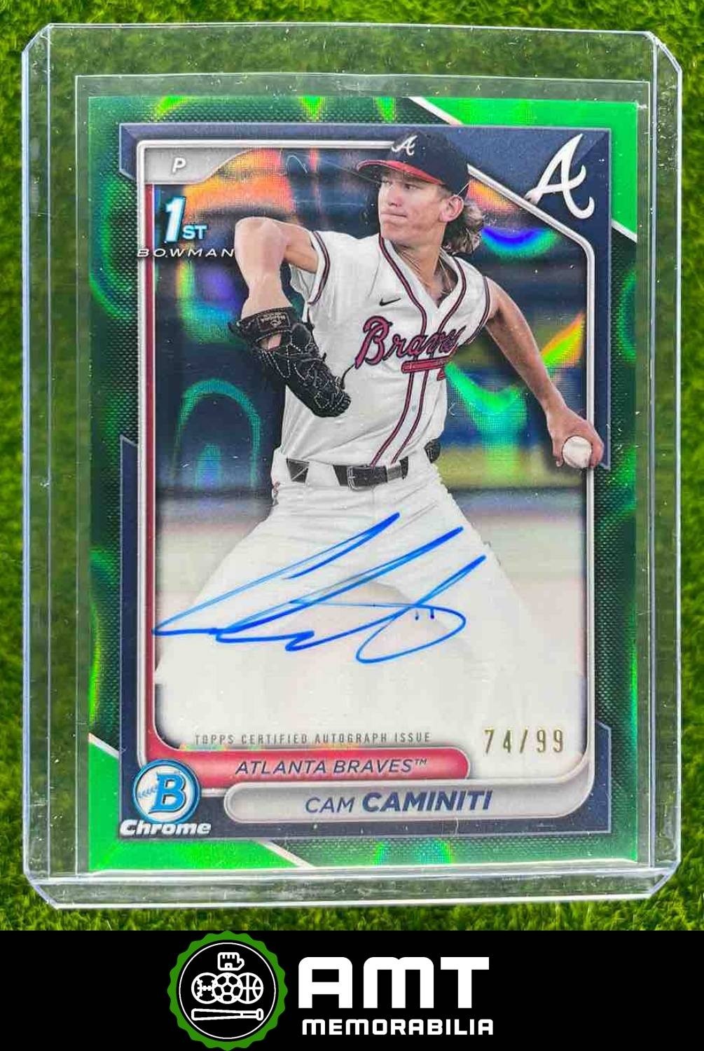 Cam Caminiti 2024 Bowman Draft 74/99 Chrome Auto Green Lava Braves #CPA-CC