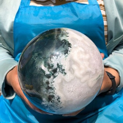 4870g Natural Aquatic Plant Agate Ball Quartz Aura Treatment Point Healing