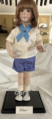 Vintage 1987 Tim Kruger  Willow  Porcelain Doll Freckled Child Stand
