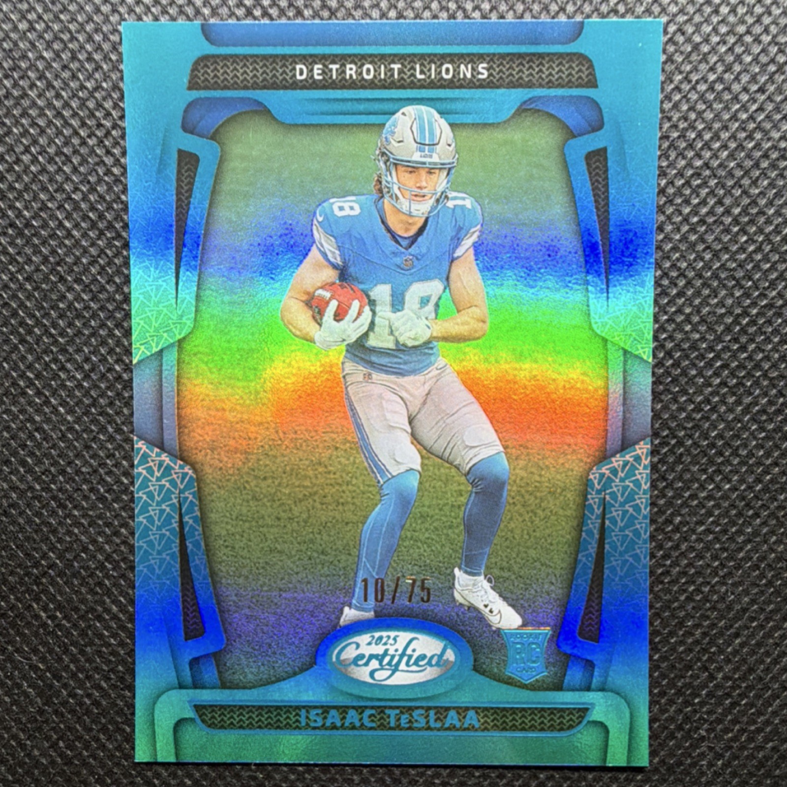 2025 Panini Certified ROOKIE Isaac TeSlaa #162 Mirror Teal /75 Detroit Lions