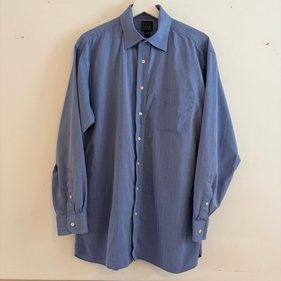 Jos A Bank Executive Collection Blue Herringbone Cotton Dress Shirt 17-35 Mens