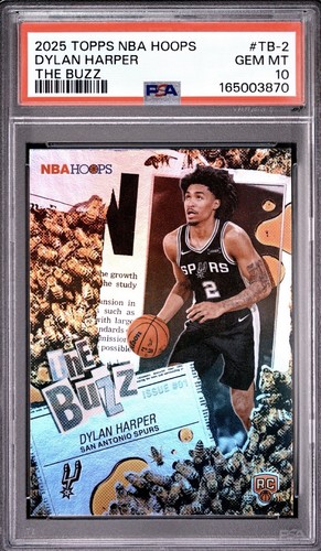 Topps 2025 NBA Hoops Dylan Harper The Buzz Rookie #TB-2 PSA 10 Spurs