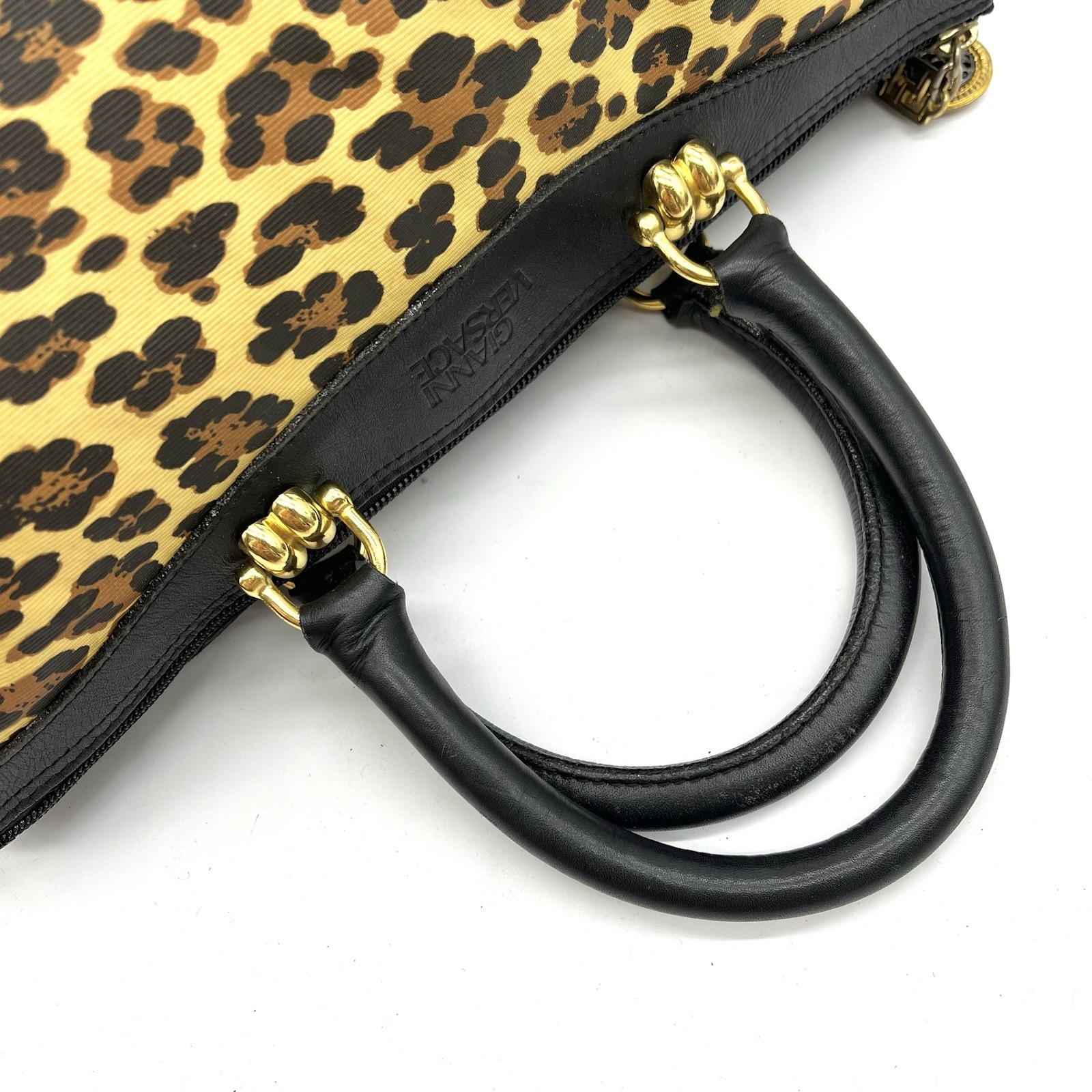 Auth Gianni Versace Leopard Pattern Mini Boston B… - image 6