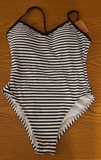 Women's Striped Ribbed Medium Coverage One Piece Swimsuit Shade  Shore L 479-49