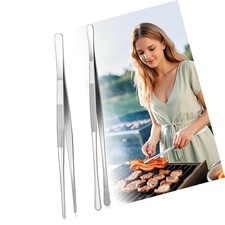 12-Inch Cooking Tweezers Tongs 2-Pack, Stainless Steel Kitchen Tweezers with ...